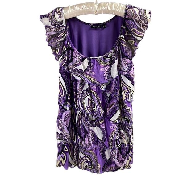 Apt 9 Ladies Sleeveless Dress Top, Size Small, Purple, Black & White - Picture 2 of 6